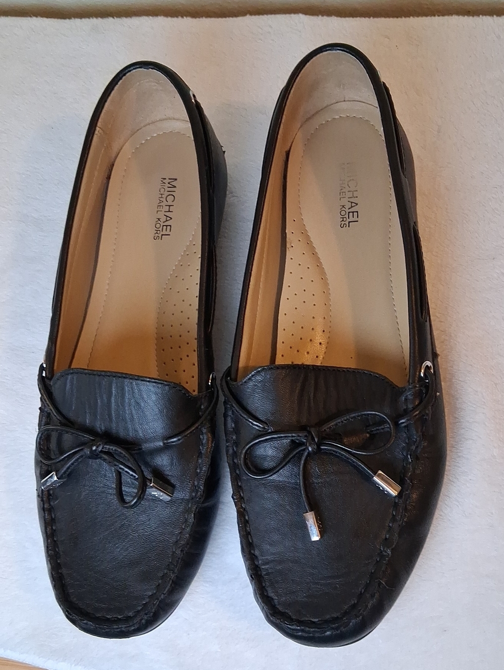 Michael Kors Black Leather Bow Moccasin Loafers